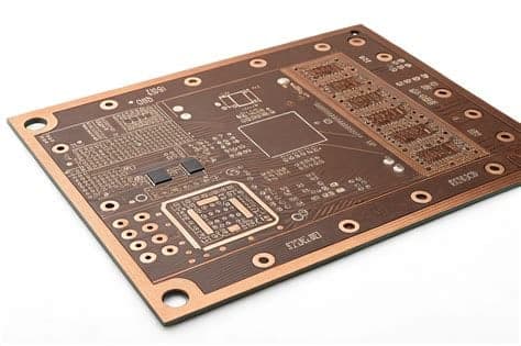Bare PCB with exposed copper areas, illustrative