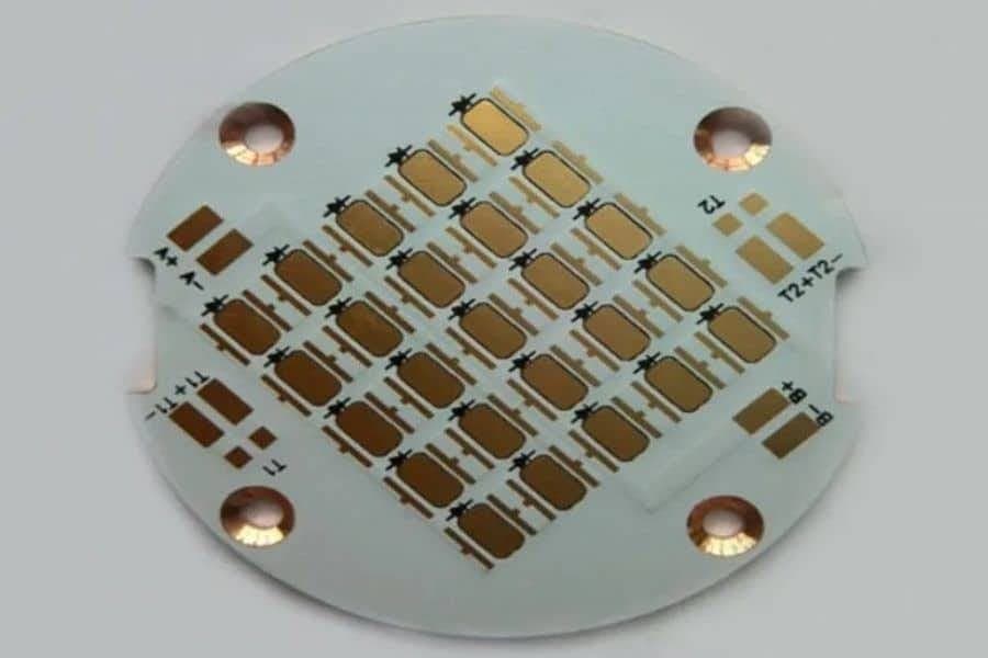 White aluminum-backed LED metal core PCB, illustrative