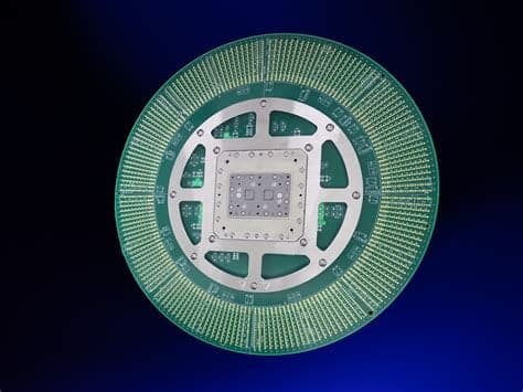 Circular probe card PCB with a central stiffener, illustrative